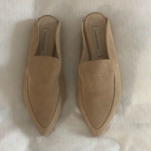 Kristin Cavallari slip on buff suede mules